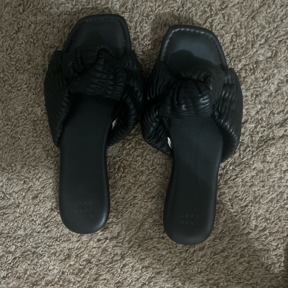 a new day Black Knotted Slide Sandals